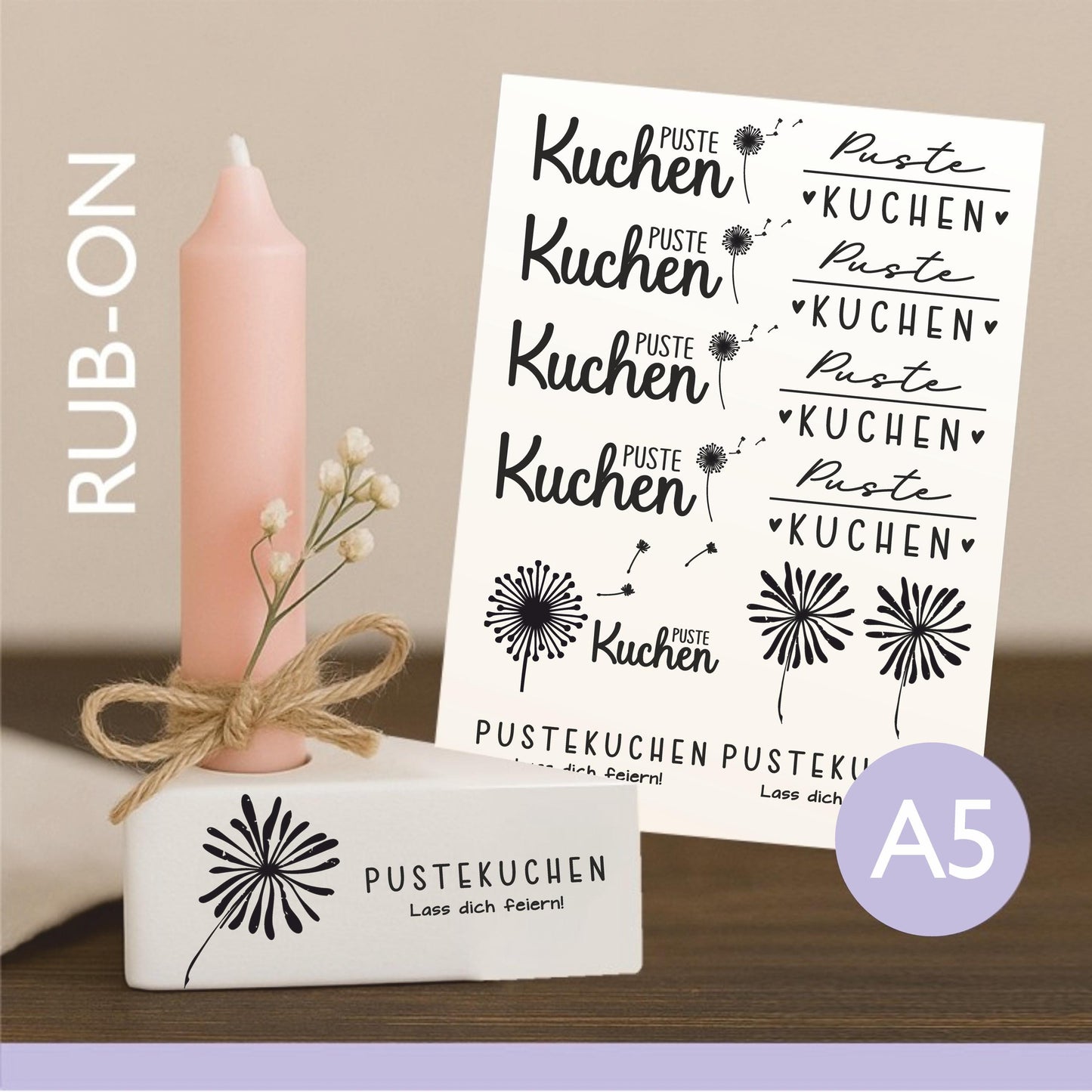 Rub-On Transferbogen A5 "Pustekuchen" | Pusteblume
