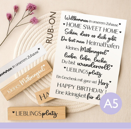 94# Rub On Sprüche für Klötzchen