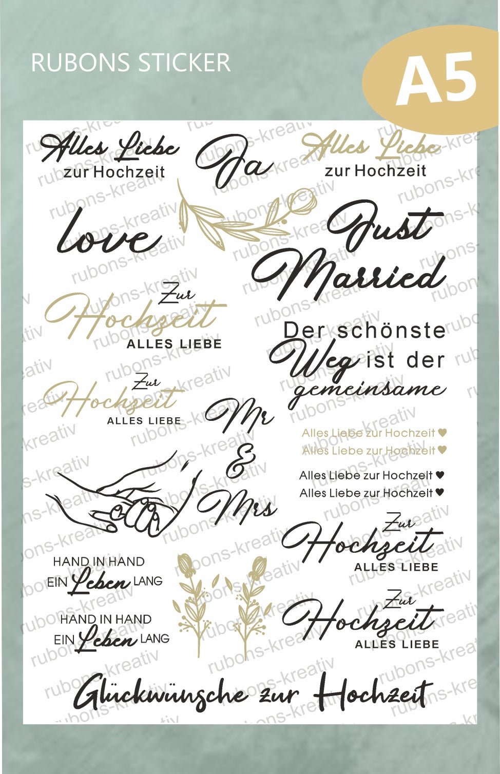 Hochzeit RubOns Sticker