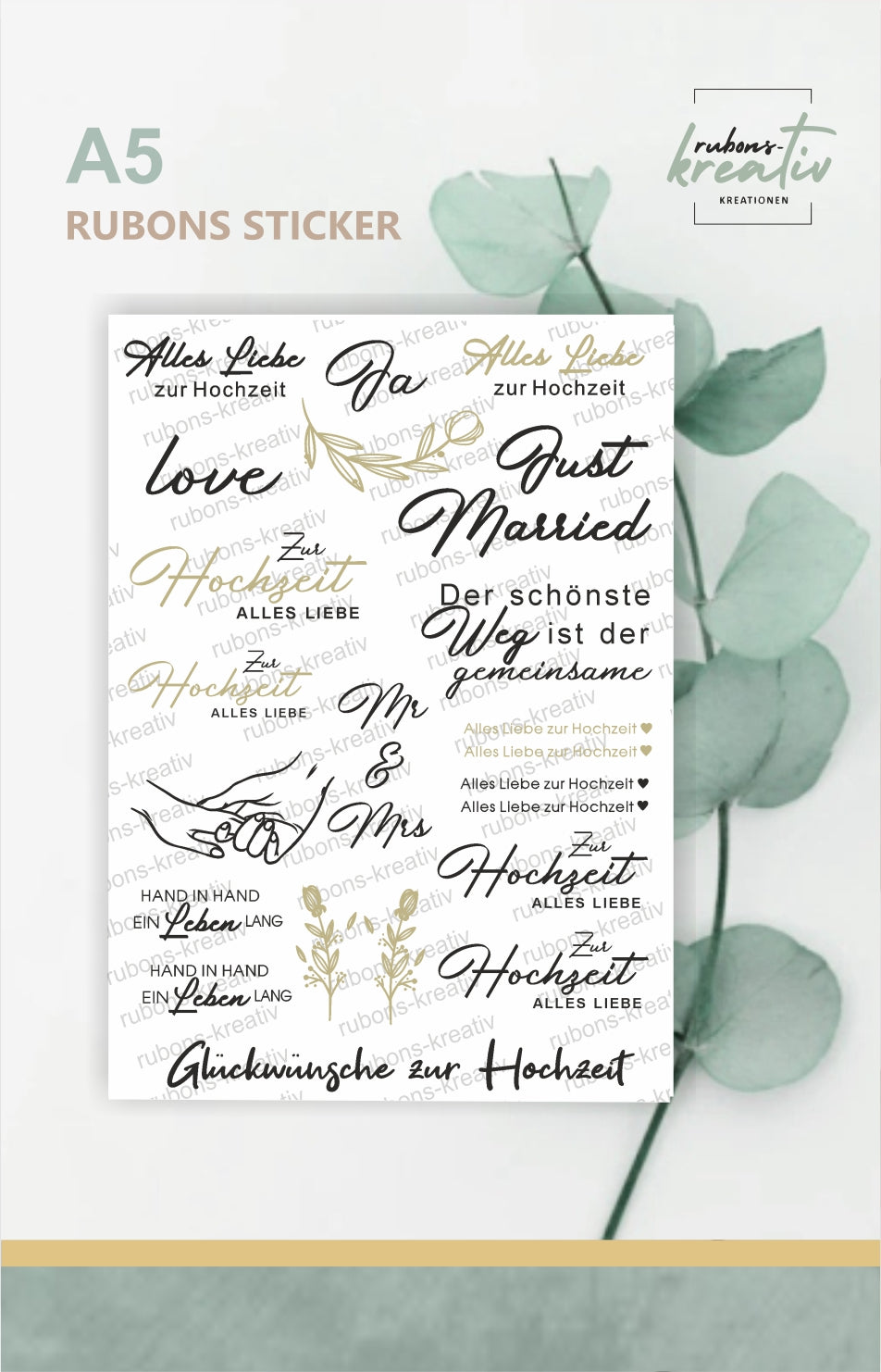 Hochzeit Rub Ons Sticker