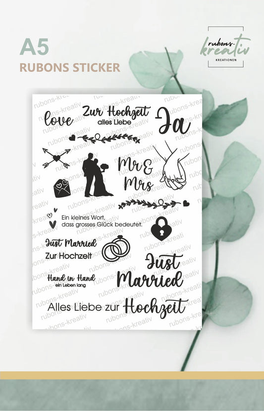 Just Married RubOns Sticker