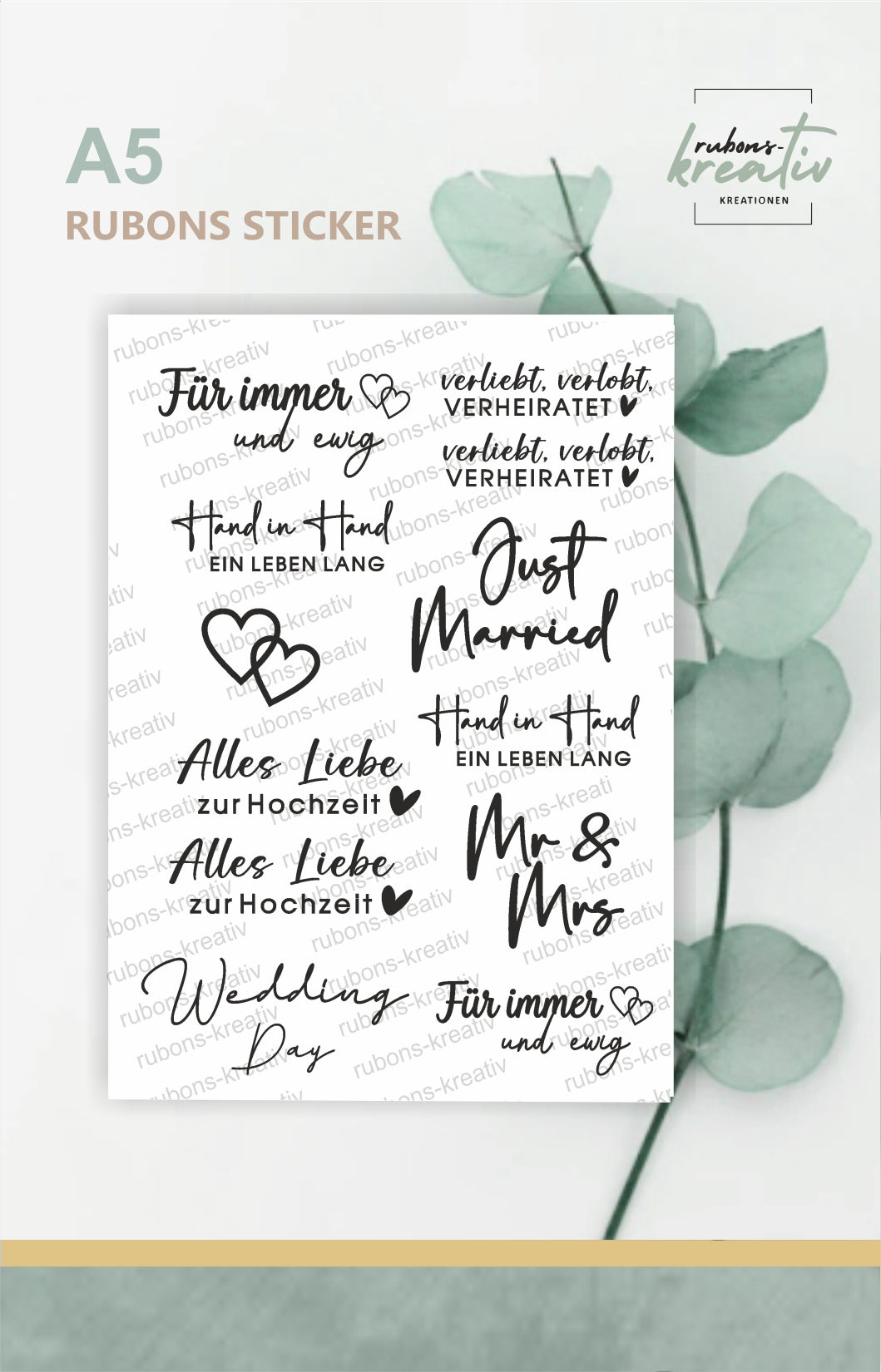 verliebt, verlobt, verheiratet RubOns Sticker