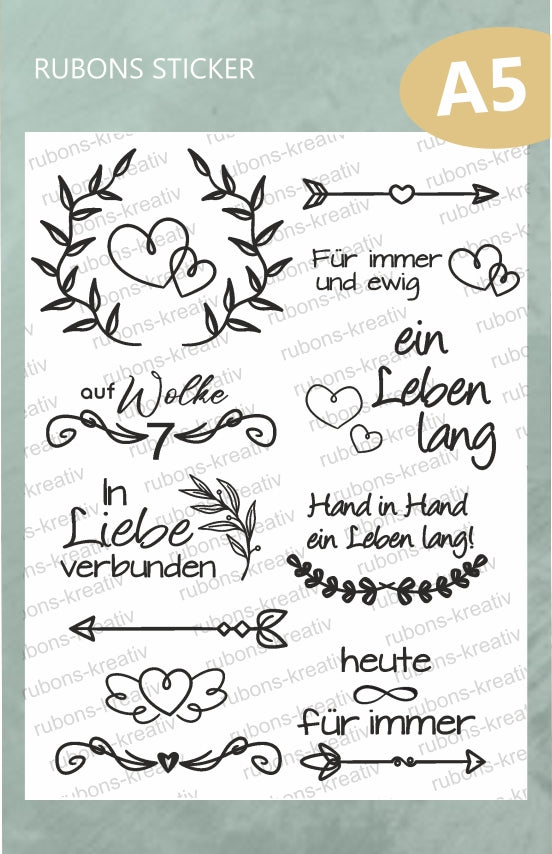 Ein Leben Lang - Rub Ons Sticker zur Hochzeit