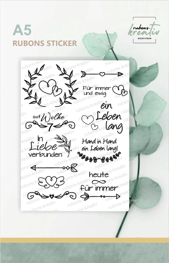 Ein Leben Lang - Rub Ons Sticker zur Hochzeit