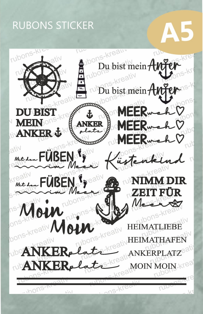 Maritime Rub On Sticker - Moin Moin