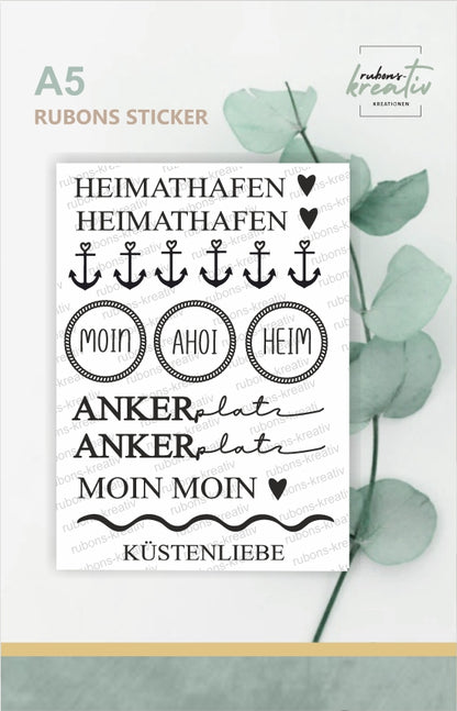 Maritime Küstenliebe Rub On Sticker