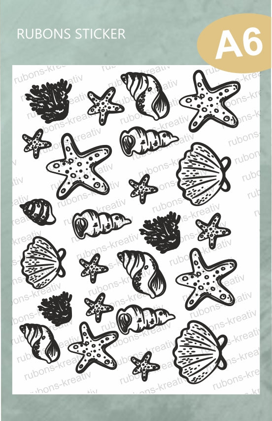 Maritime Muscheln Rub Ons Sticker