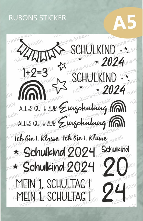 Einschulung 2024 Rub Ons Sticker