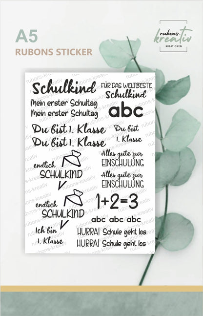 Schulkind Rub Ons Sticker