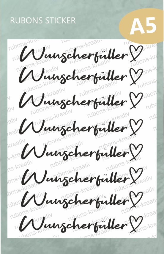 Wunscherfüller Rub-on Sticker schwarz