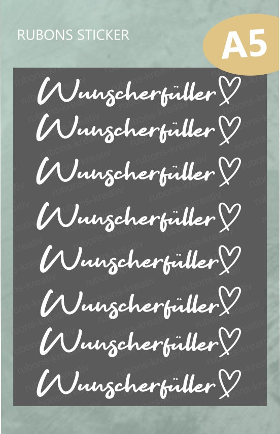 Wunscherfüller Rub-on Sticker weiß