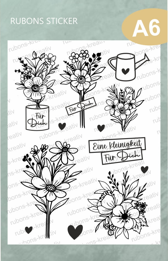 63# Blumen für dich Rub On Sticker