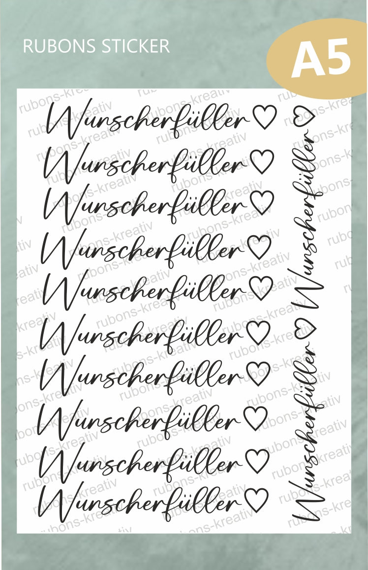 Wunscherfüller Rub-on Sticker schwarz