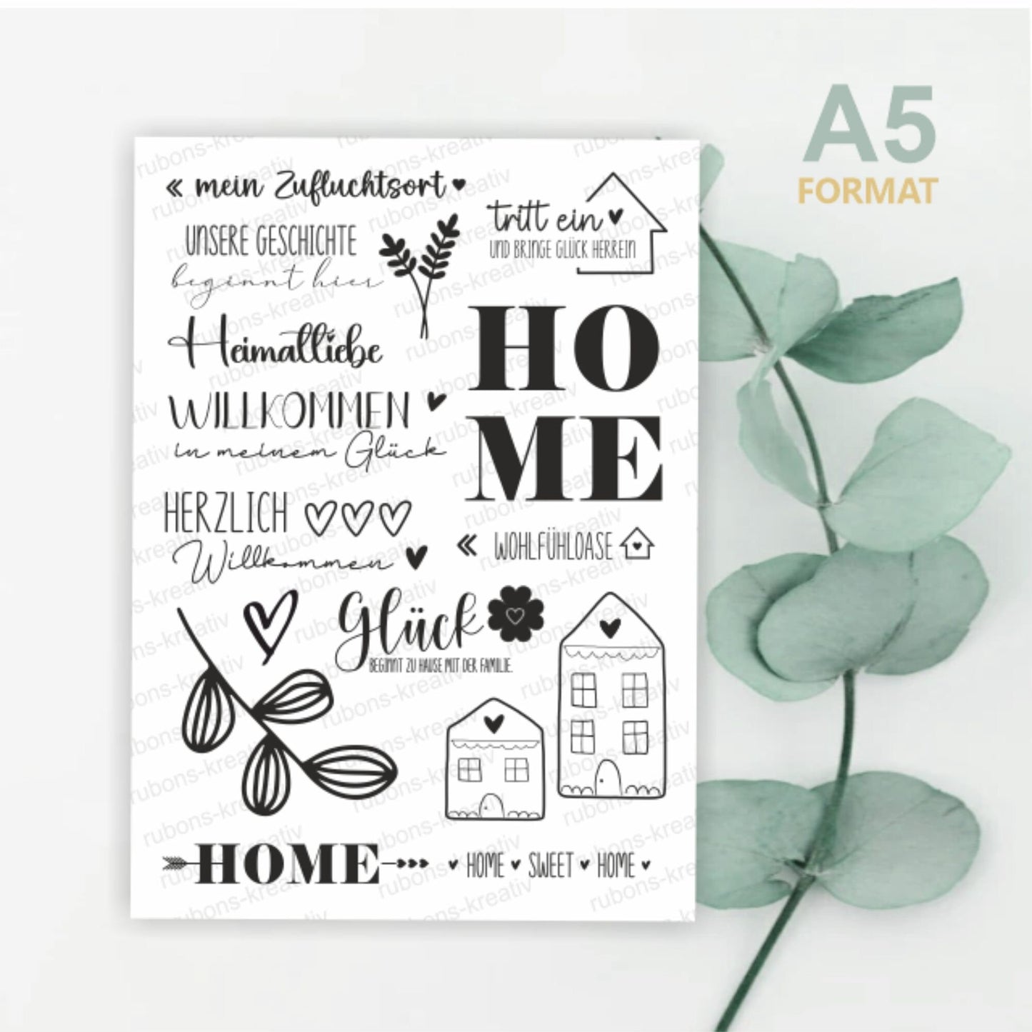 3# Heimatliebe - randlose Rub-Ons Sticker moderne Aufkleber A5 easy Home Dekoration auf Raysin, Keraflott, Holz, Glas