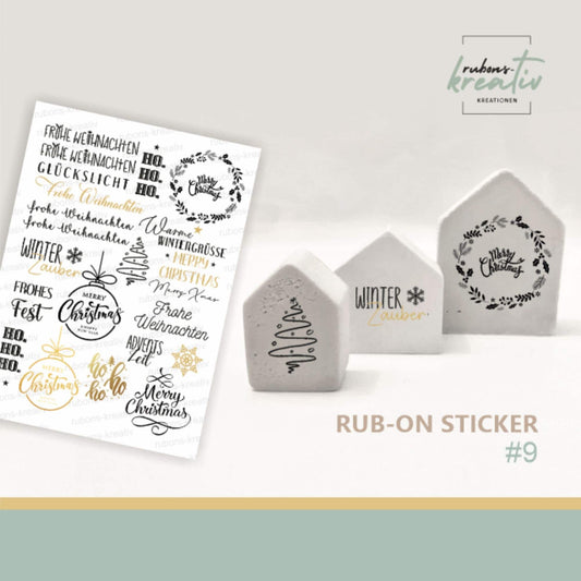 9# Frohe Weihnachten - Rub On Sticker christmas xmas Aufkleber folie für deko auf Raysin, Keraflott, Holz, Glas