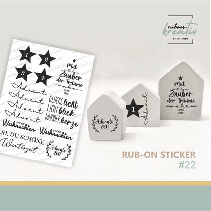 22# Adventszauber Weihnachtsfreude randlose Rub-Ons A5 als Deko auf Raysin, Keraflott, Glas, Holz