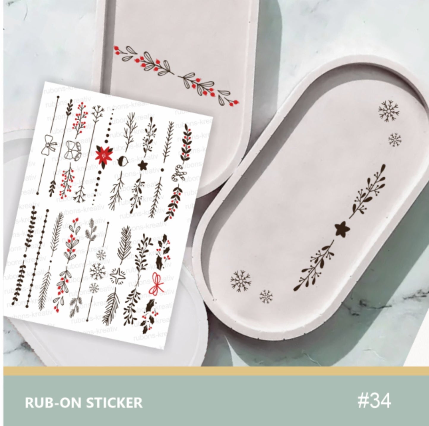 35# Weihnachtsfreude in Kugelform - rub ons sticker moderne aufkleber für Raysin, Keraflott