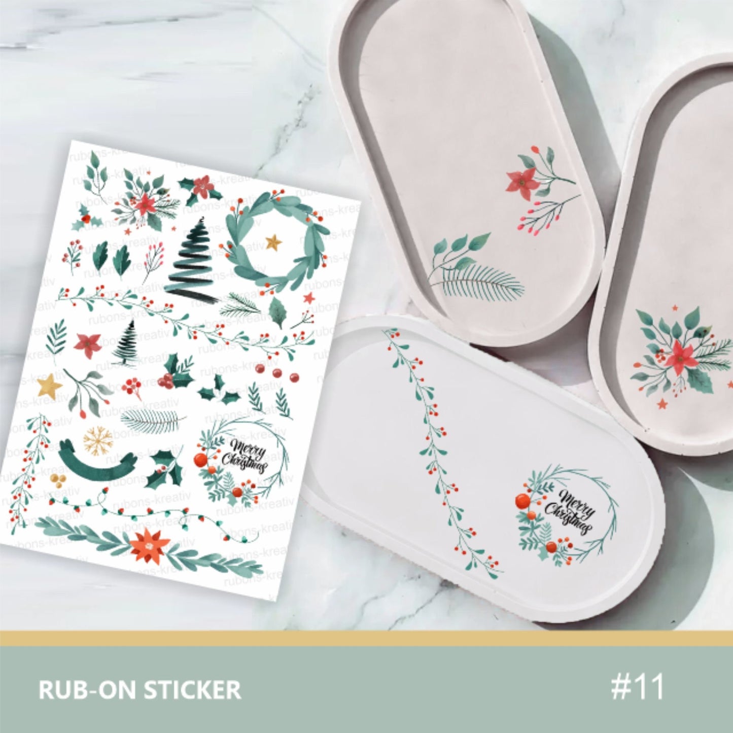 35# Weihnachtsfreude in Kugelform - rub ons sticker moderne aufkleber für Raysin, Keraflott