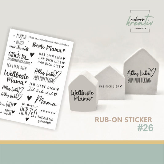 26# Muttertagsfreude Rub Ons - randlose Rub ons Muttertag Sticker A5 Aufkleber für Dekoration auf Raysin, Keraflott, Holz, Glas