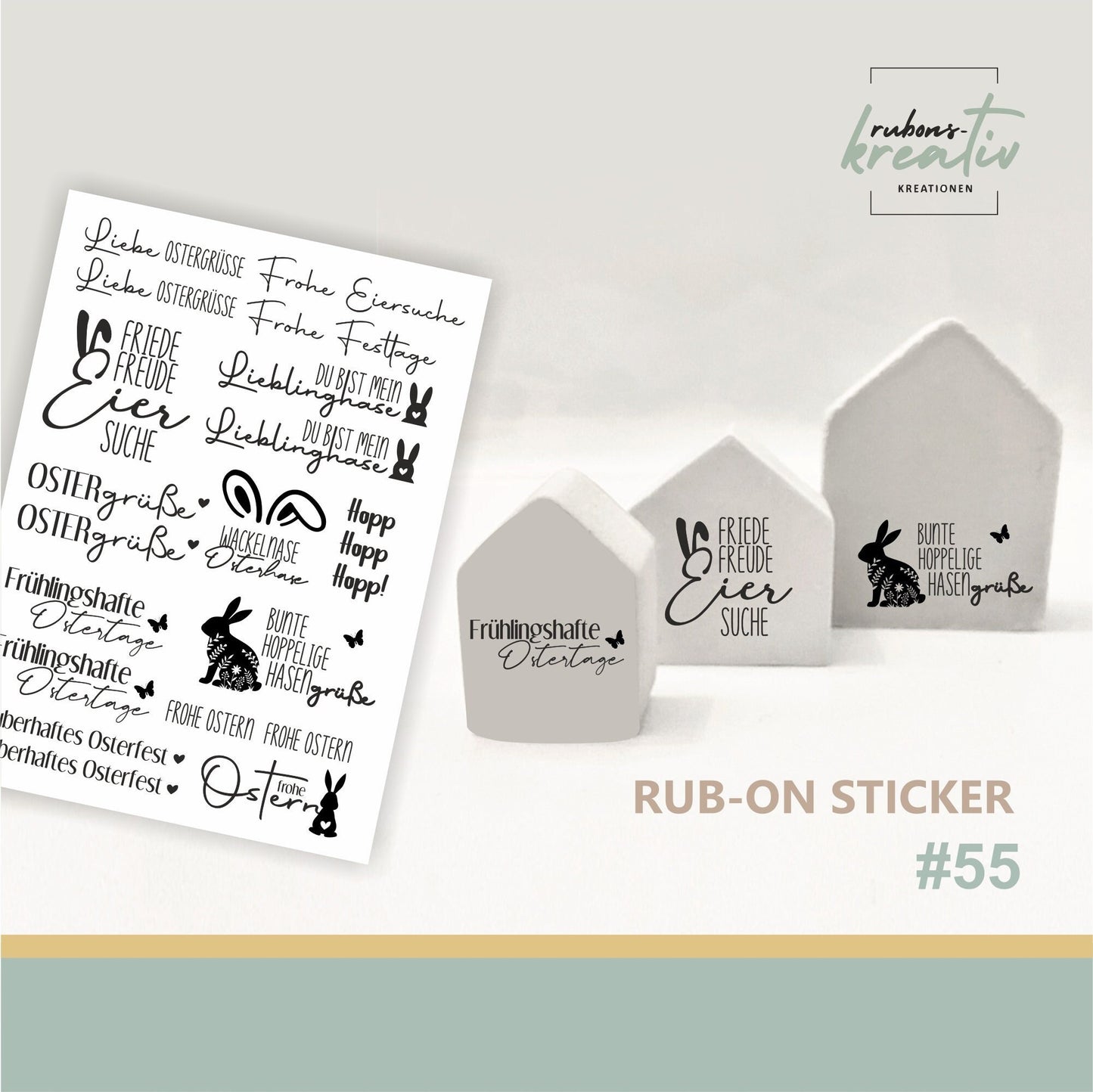 55#Liebe Ostergrüße Rub Ons - randlose Rub ons Sticker A5 Aufkleber zu Ostern für Dekoration auf Raysin, Keraflott, Holz, Glas