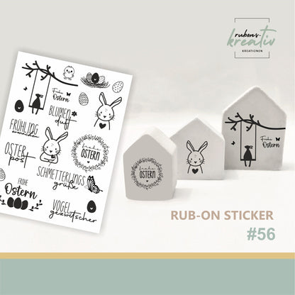 56# DIY Osterzauber Rub Ons - randlose Rub ons Sticker A5 Aufkleber zu Ostern für Dekoration auf Raysin, Keraflott, Holz, Glas