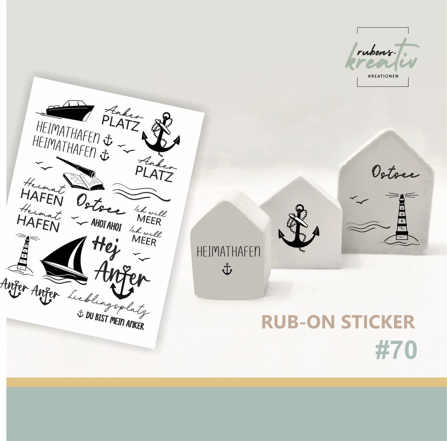 70# Rub Ons Maritim sticker  - randlose Rub ons Sticker A5 Aufkleber für Dekoration auf Raysin, Keraflott, Holz, Glas