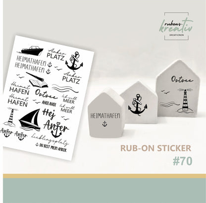 70# Rub Ons Maritim sticker  - randlose Rub ons Sticker A5 Aufkleber für Dekoration auf Raysin, Keraflott, Holz, Glas