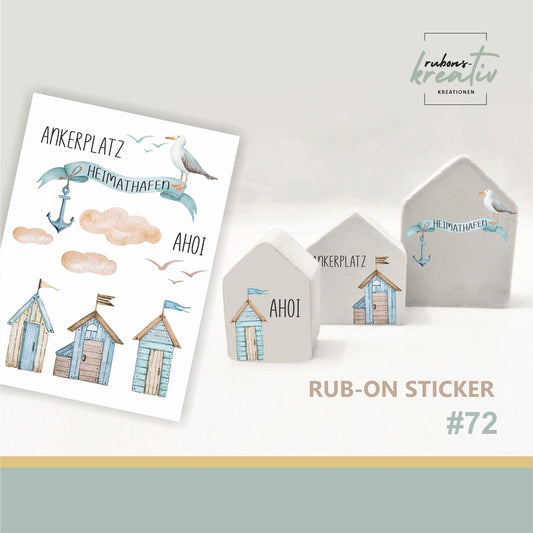 72# Rub Ons Maritim sticker  - randlose Rub ons Sticker A6 Aufkleber für Dekoration auf Raysin, Keraflott, Holz, Glas