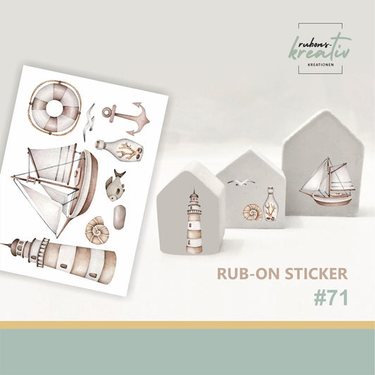 71# Rub Ons Maritim sticker  - randlose Rub ons Sticker A6 Aufkleber für Dekoration auf Raysin, Keraflott, Holz, Glas