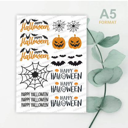 153# Halloween Rub-Ons Sticker Herbst - modern für Dekoration mit Raysin, Keraflott, Holz