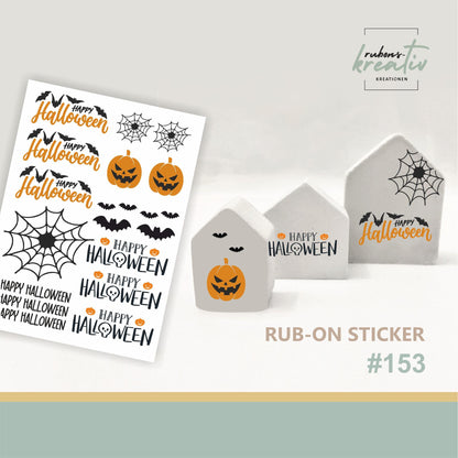 153# Halloween Rub-Ons Sticker Herbst - modern für Dekoration mit Raysin, Keraflott, Holz