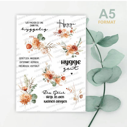 154# Hygge Rub-Ons Sticker Herbst - modern für Dekoration mit Raysin, Keraflott, Holz