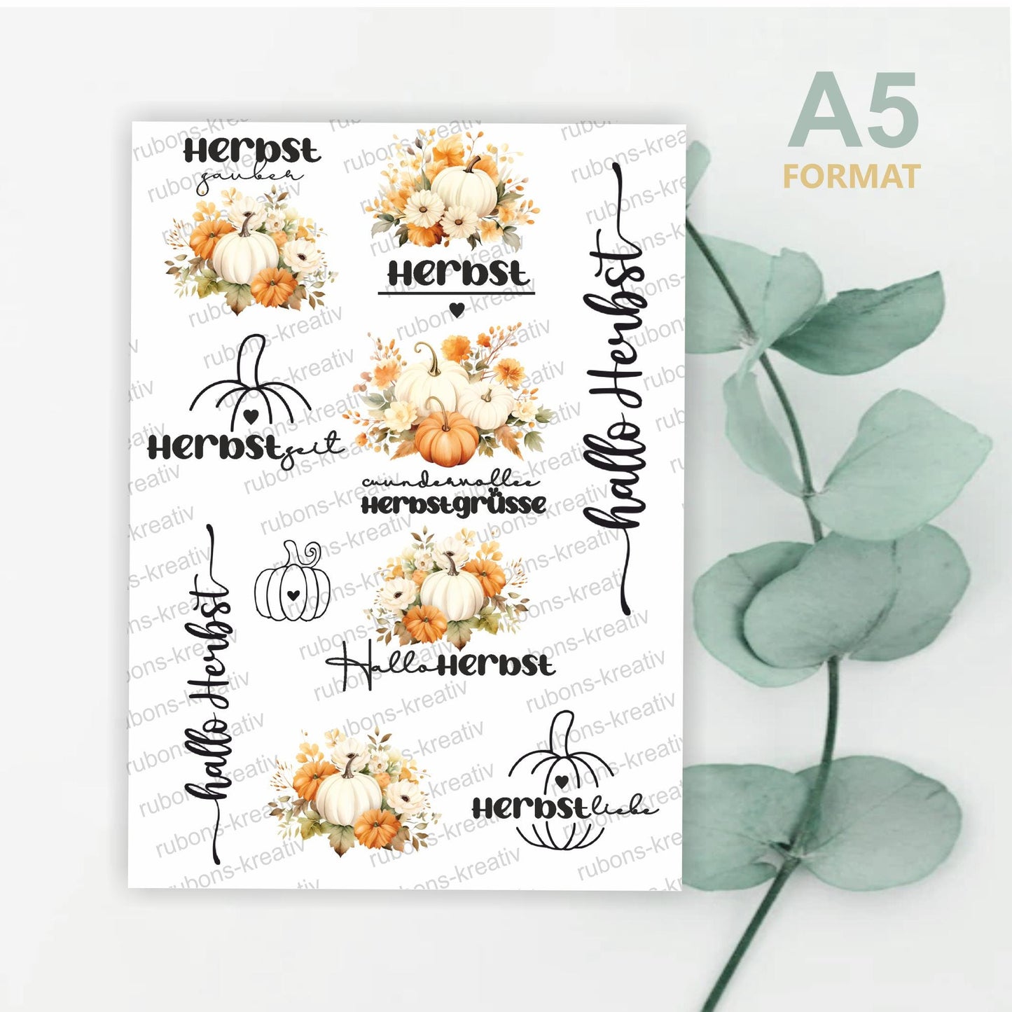 155# Herbst Rub-Ons Sticker Herbst - modern für Dekoration mit Raysin, Keraflott, Holz