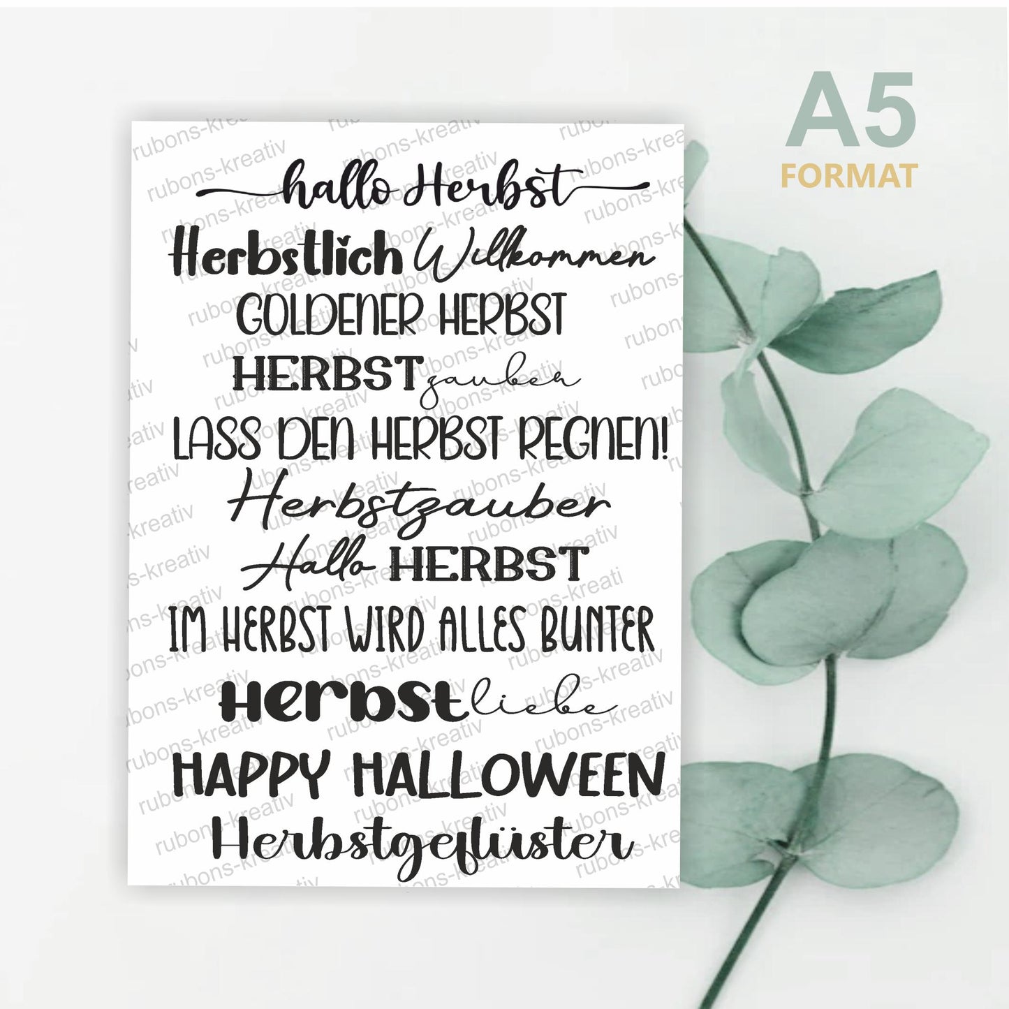 156# Herbst Rub-Ons Sticker Herbst - modern für Dekoration mit Raysin, Keraflott, Holz