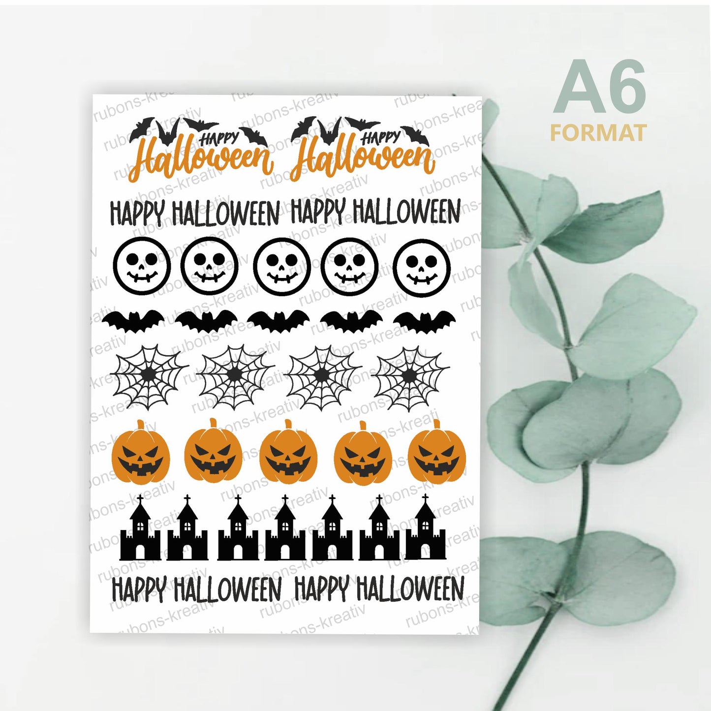 160# Halloween Rub-Ons Sticker Herbst - modern für Dekoration mit Raysin, Keraflott, Holz