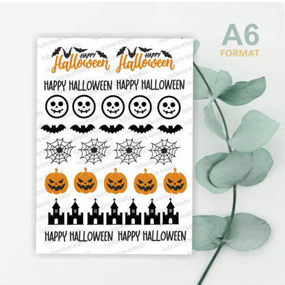 160# Halloween Rub-Ons Sticker Herbst - modern für Dekoration mit Raysin, Keraflott, Holz