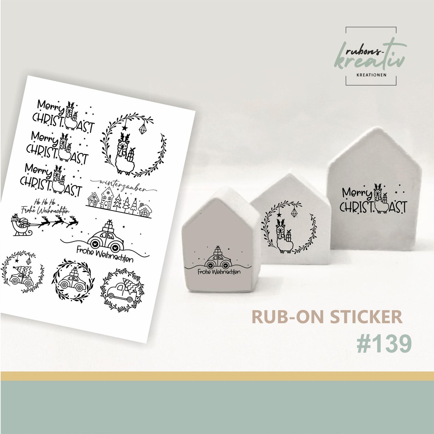 139# Rub-On-Sticker für Raysin Keraflott Weihnachten | Hochwertige Transfersticker für Gießlinge & Deko | Perfekt für DIY Festliche Motive