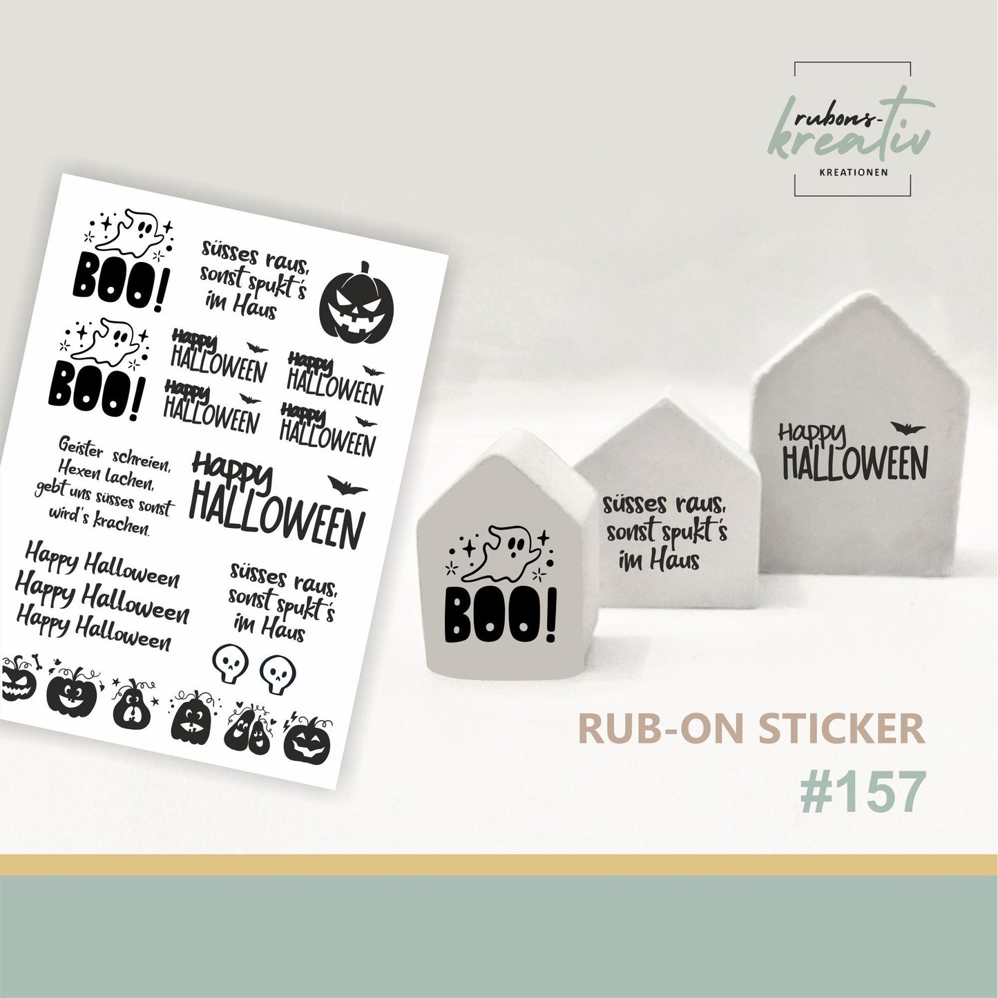 157# Halloween Rub-Ons Sticker Herbst - modern für Dekoration mit Raysin, Keraflott, Holz