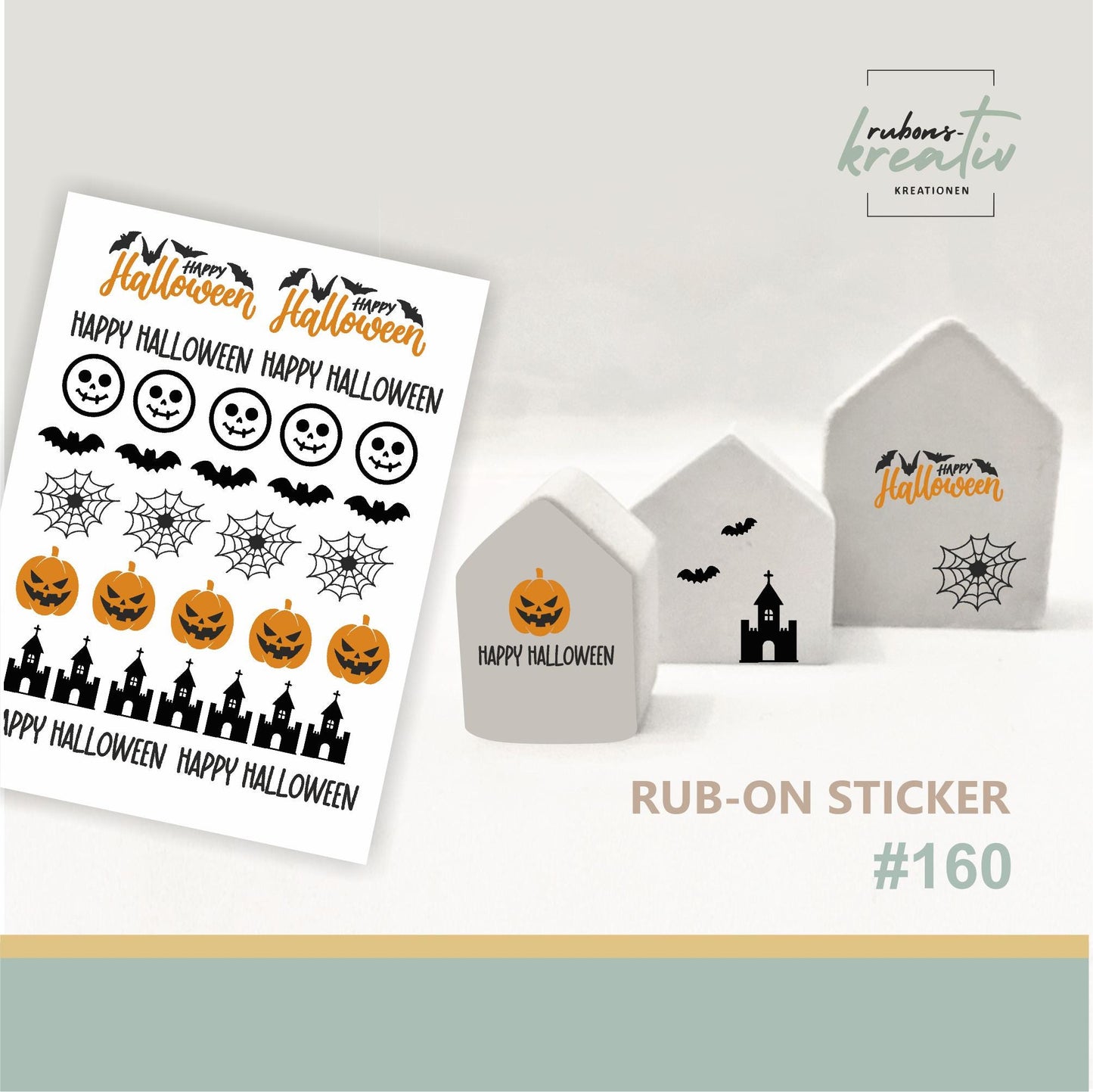 160# Halloween Rub-Ons Sticker Herbst - modern für Dekoration mit Raysin, Keraflott, Holz