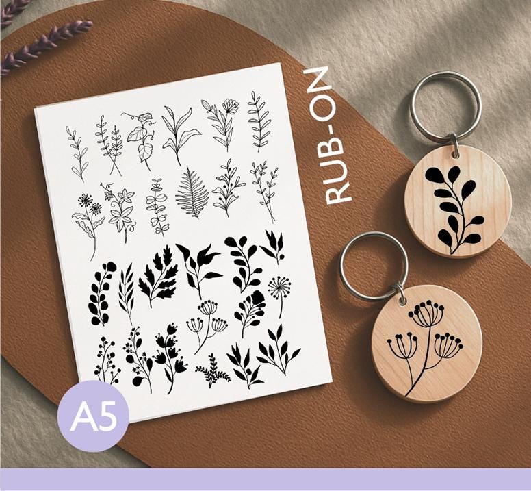 Rub-ons Blumen für Schlüsselanhänger