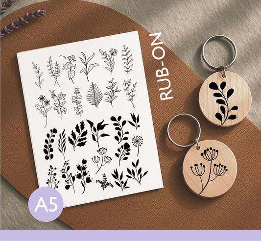 Rub-ons Blumen für Schlüsselanhänger