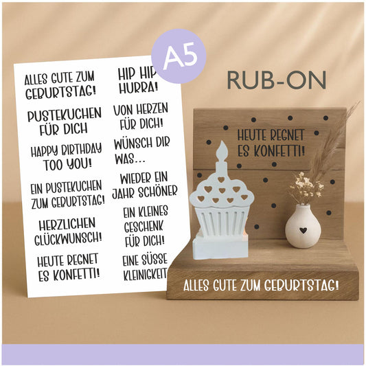 Rub-On Sticker A5 Geburtstagssprüche“