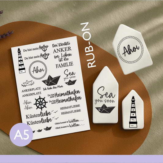 Rub-On Sticker A5 Maritime Sprüche und Symbole