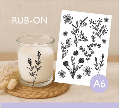 Florale Blumen Rub-Ons