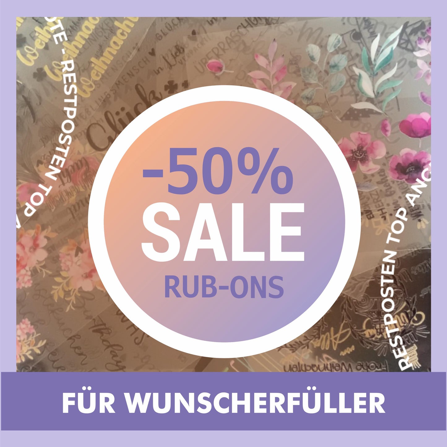 Rub-On  randlos Wunscherfüller, Restposten  50% Rabatt!