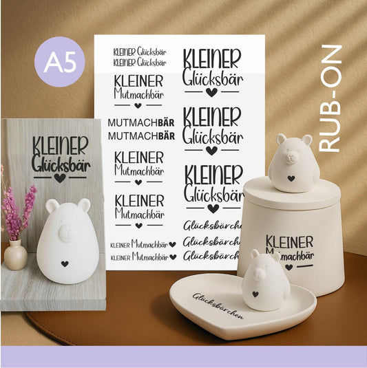 Rub-On Sticker Kleiner Glücksbär & Mutmachbär“