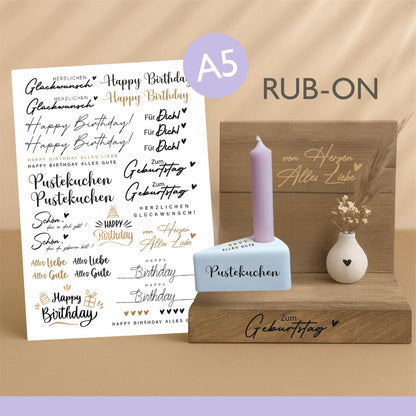 Zum Geburtstag rub on Sticker Pustekuchen